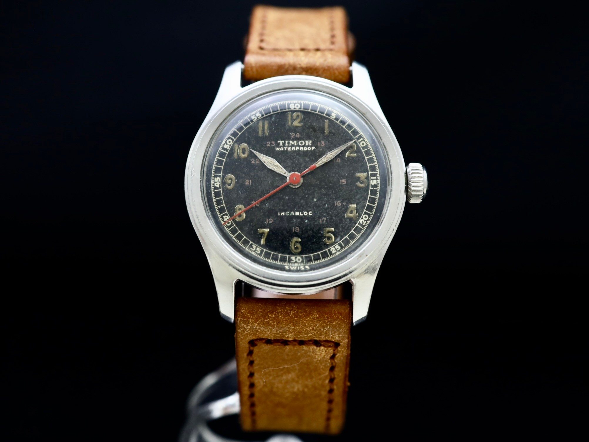 TIMOR / STEPPED BEZEL, 24-HOUR MILITARY DIAL 1940'S - アンティーク 