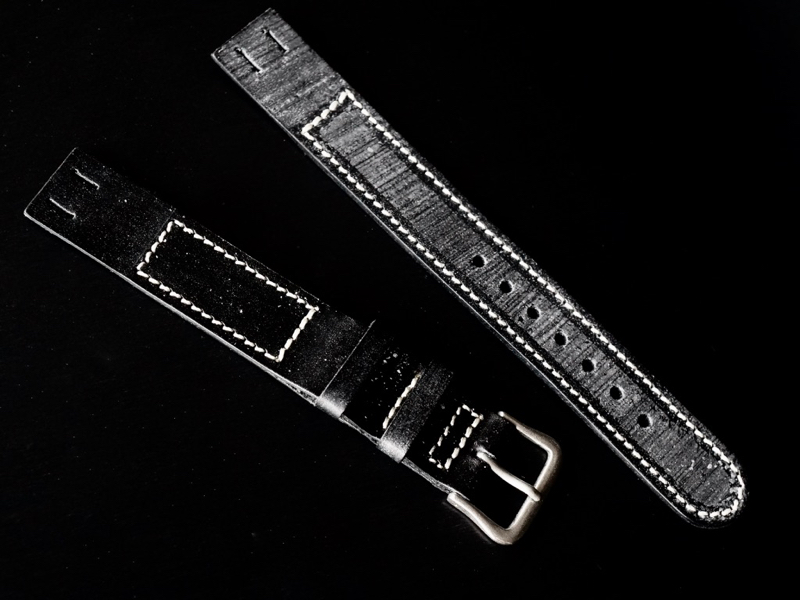 anonym” OPEN-END LEATHER BELT (BRIDLE BLACK WHITE STICH) アンティーク腕時計専門店｜アドヴィンテージ  advintage